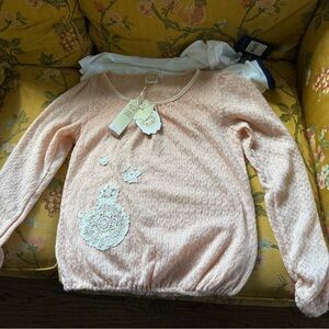 Elegant Lace Women's Sweater in Peach